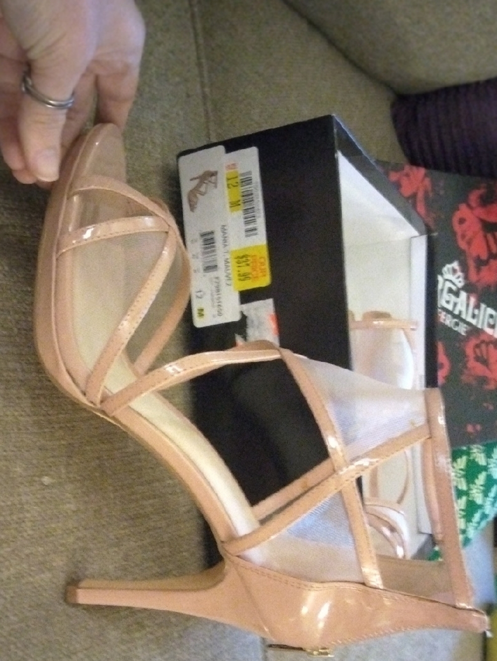 Fergalicious Patent Nude Strappy High Heel Sandals